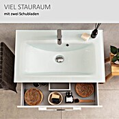 Camargue Stella Waschtischunterschrank (47 x 80 x 55 cm, 2 Schubkästen, Mit Beleuchtung, Grafit)