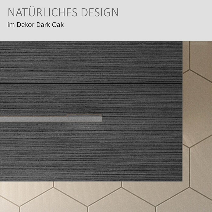 Camargue Stella Waschtischunterschrank (47 x 80 x 39 cm, 1 Schubkasten, Mit Beleuchtung, Darkoak)
