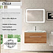 Camargue Stella Waschtischunterschrank (47 x 80 x 39 cm, 1 Schubkasten, Mit Beleuchtung, Berg Eiche)