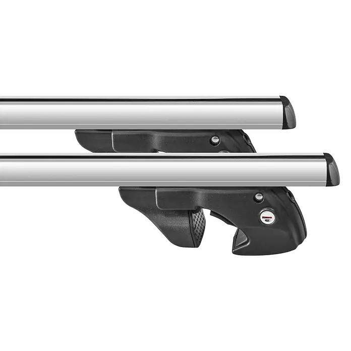 Fischer Baca TopLine XL - Capacidad de carga: 90 kg, L x An x Al: 136,5 x 14,5 x 7,5 cm - Dos barras de techo de aluminio plateado con accesorios de plástico negro.
