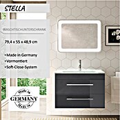 Camargue Stella Waschtischunterschrank (47 x 80 x 55 cm, 2 Schubkästen, Mit Beleuchtung, Grafit)