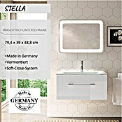 Camargue Stella Waschtischunterschrank (47 x 80 x 39 cm, 1 Schubkasten, Mit Beleuchtung, Weiß)
