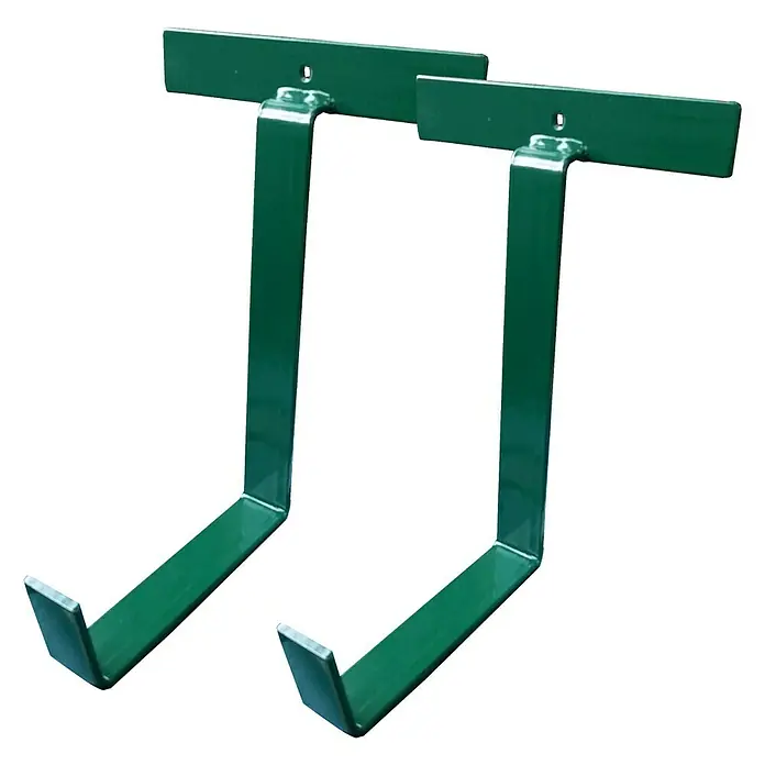 WMT Eindrehhalterung für Blumenkästen - 16 x 17 x 24 cm, Dunkelgrün - Zwei grüne, pulverbeschichtete Gerätehalter zur Wandmontage. Ideal für Garage oder Schuppen zur Aufbewahrung von Gartengeräten.