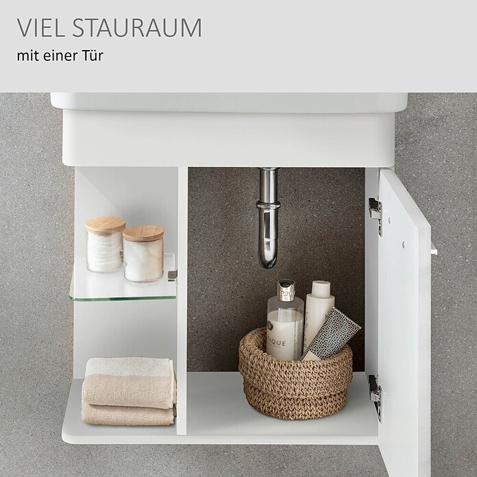 Camargue Faro Mini Waschtischunterschrank (29 x 55 x 55 cm, Bewegungsmelder mit LED-Beleuchtung, Weiß)