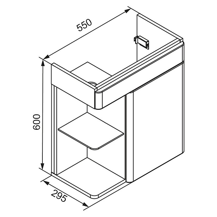 Camargue Faro Mini Waschtischunterschrank (29 x 55 x 55 cm, Bewegungsmelder mit LED-Beleuchtung, Weiß)