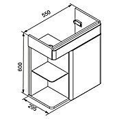Camargue Faro Mini Waschtischunterschrank (29 x 55 x 55 cm, Bewegungsmelder mit LED-Beleuchtung, Weiß)