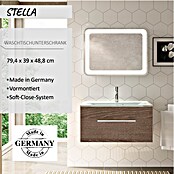 Camargue Stella Waschtischunterschrank (47 x 80 x 39 cm, 1 Schubkasten, Mit Beleuchtung, Eiche Maron)