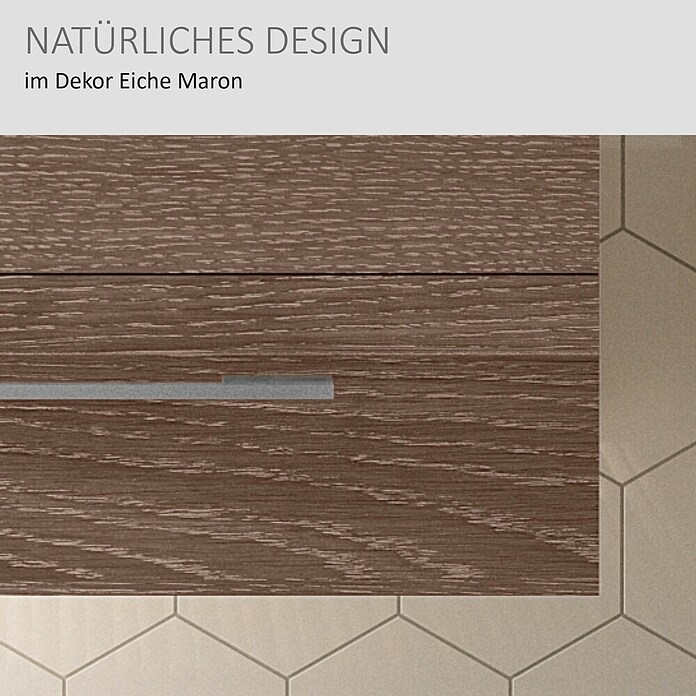 Camargue Stella Waschtischunterschrank (47 x 80 x 39 cm, 1 Schubkasten, Mit Beleuchtung, Eiche Maron)