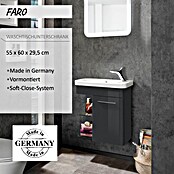 Camargue Faro Mini Waschtischunterschrank (29 x 55 x 55 cm, Bewegungsmelder mit LED-Beleuchtung, Grafit)