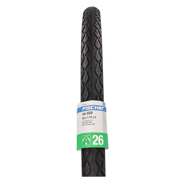 Fischer Fahrradreifen (Schwarz/Weiß, Geeignet für: Straße, 26″ x 1,75 x 2)