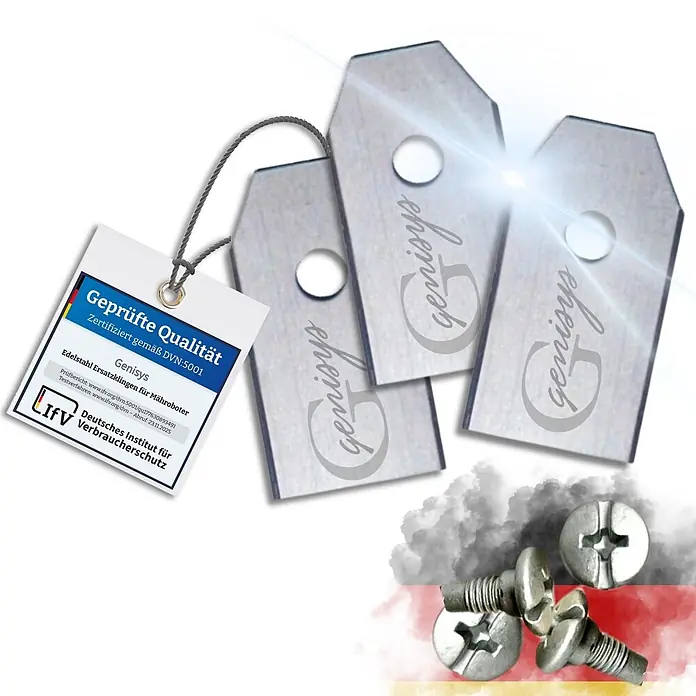 Genisys Ersatzmesser-Set für Mähroboter - Passend für: für Redkey, 30 Stk. - Edelstahl-Ersatzklingen von Genisys für Mähroboter, mit Schrauben und Qualitätszertifikat.