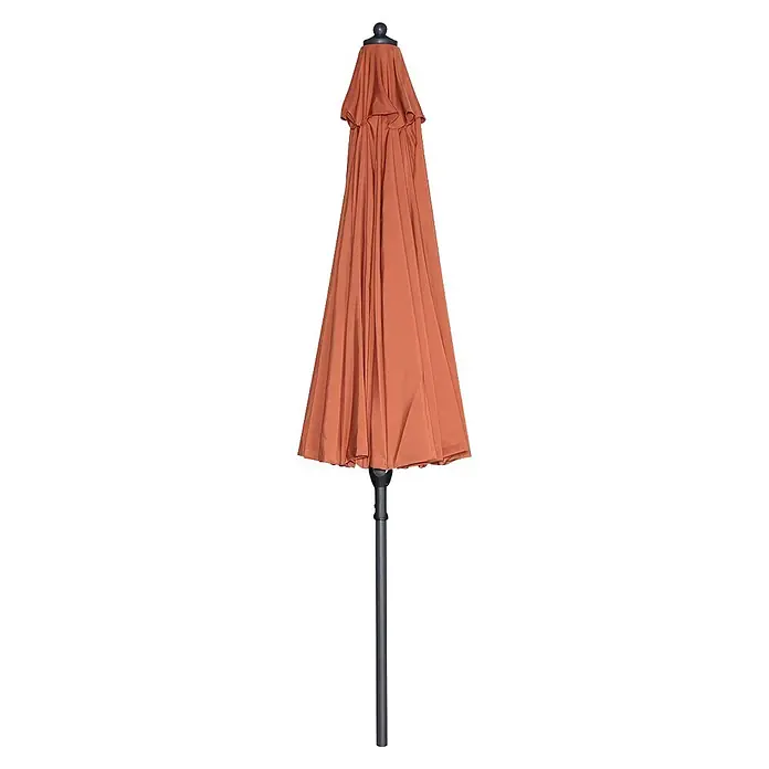 Garden Impressions Balkonschirm rund Manila - Kupfer, Durchmesser Bespannung: 250 cm - Geschlossener Terracotta-Sonnenschirm mit dunkelgrauem Mast.