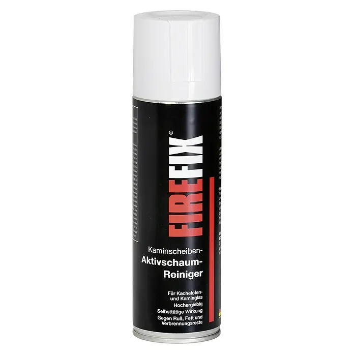 Firefix Aktivschaum-Reiniger - 0,3 l - Dose Firefix Kaminscheiben-Aktivschaum-Reiniger, ideal für Kachelöfen und Kaminglas. Hochergiebig, selbsttätige Wirkung gegen Ruß, Fett und Verbrennungsreste.