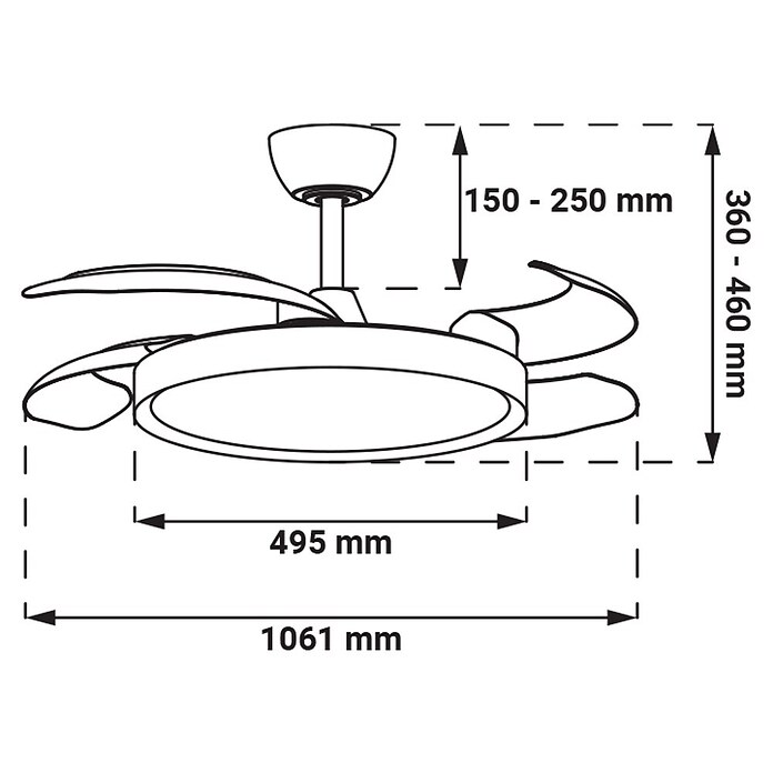 Green Tech Stropni ventilator  (Boja: Crna, Ø x V: 1.061 x 460 mm) | BAUHAUS