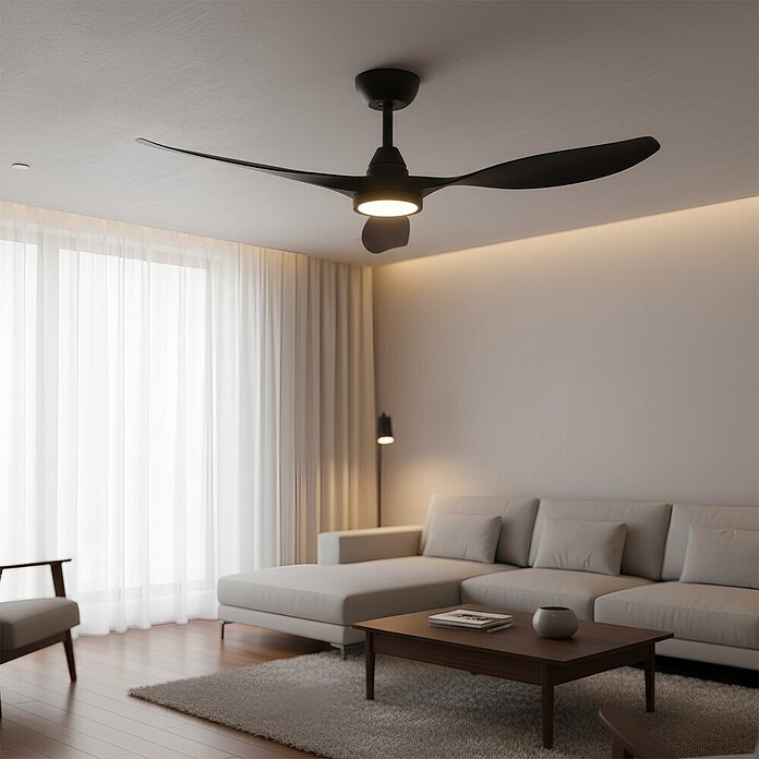 Green Tech Stropni ventilator  (Barva: Črna, Ø x V: 132 x 33 cm, 3 lopatice) | 3438 - Deckenventilatoren Marke | CBLA - Ventilatoren Marke | CBL - Ventilatoren | CB - Elektroinstallation | C - Elektro | BAUHAUS
