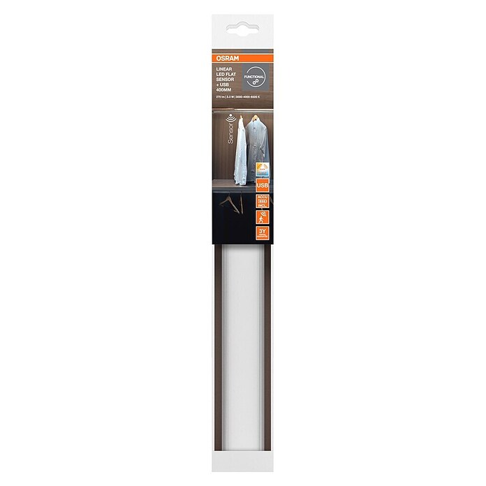 Osram Linear LED svetilka pod omarico Flat USB & Sensor  (Do x Š x V: 40 x 4 x 0,93 cm, Barva svetlobe: Toplo bela) | 3096 - Küche/Möbellicht | CAKA - Zweckleuchten | CAK - Technisches Licht | CA - Beleuchtung | C - Elektro | BAUHAUS