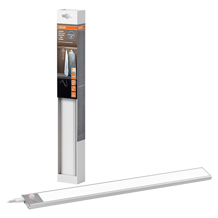 Osram Linear LED svetilka pod omarico Flat USB & Sensor  (Do x Š x V: 40 x 4 x 0,93 cm, Barva svetlobe: Toplo bela) | 3096 - Küche/Möbellicht | CAKA - Zweckleuchten | CAK - Technisches Licht | CA - Beleuchtung | C - Elektro | BAUHAUS