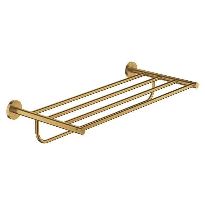 Grohe Essentials Multi-Badetuchhalter - Mit Ablage, Cool Sunrise, Matt - Elegante goldene Handtuchablage zur Wandmontage. Bietet ausreichend Platz zum Aufhängen und Trocknen von Handtüchern im Badezimmer.