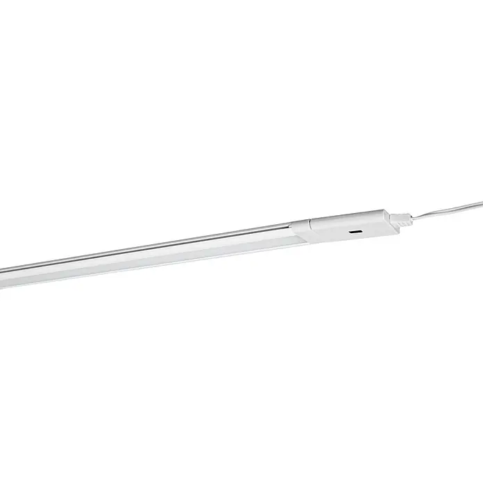 Osram Linear LED-Unterbauleuchte Cabinet Slim - Lichtfarbe: Warmweiß, 220 V - 240 V - Weiße lineare LED-Lichtleiste mit angeschlossenem Netzkabel für gleichmäßige Beleuchtung.