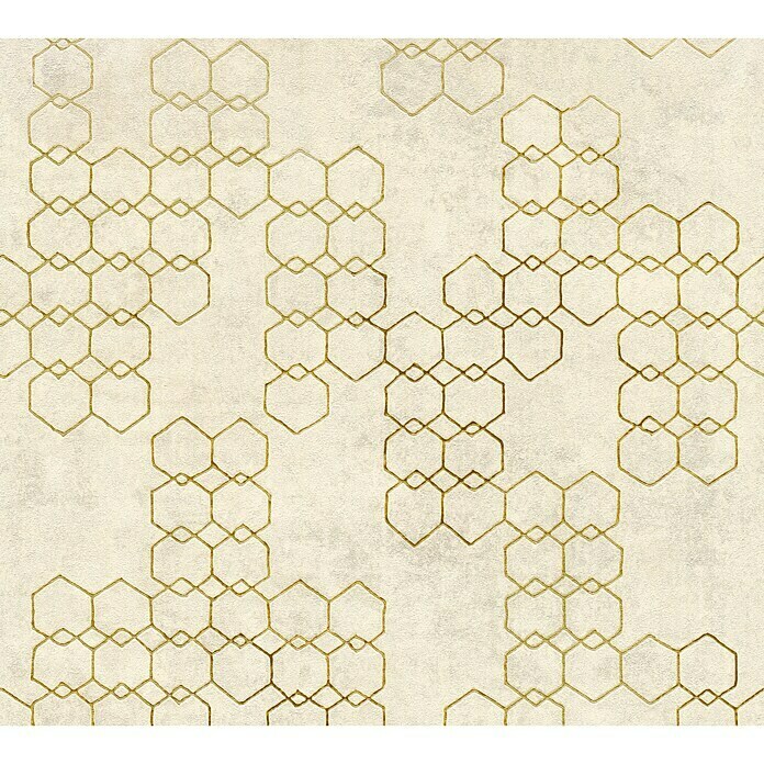 AS Creation New Walls Vliestapete (Creme/Gold, Grafisch, 10,05 x 0,53 m)
