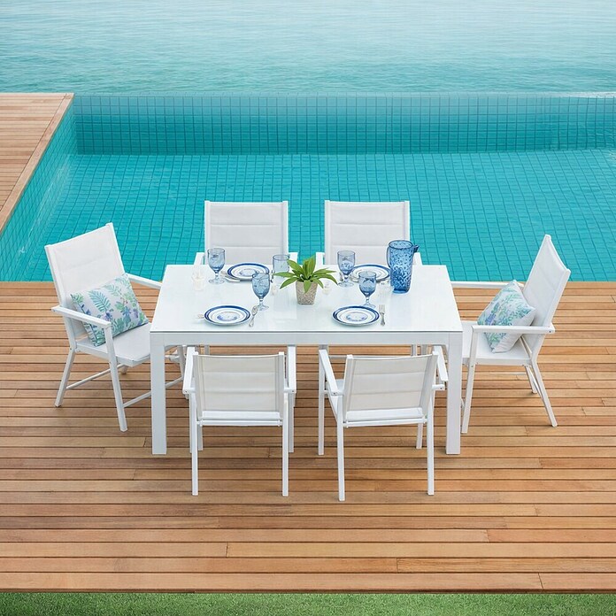 Sunfun Silla de jardín Nancy (L x An x Al: 63 x 56,5 x 90 cm, Blanco, Apilable) | BAUHAUS