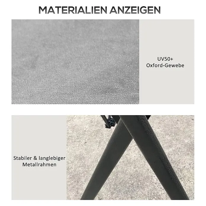 Outsunny Faltpavillon - Farbe Dach: Dunkelgrau - Produktmaterialien: UV50+ Oxford-Gewebe und ein stabiler, langlebiger Metallrahmen.