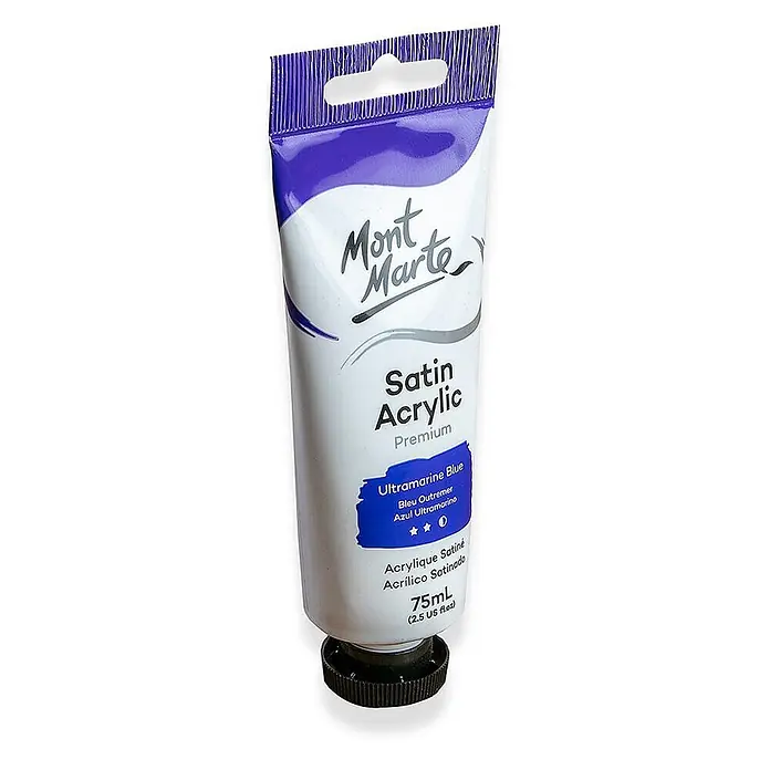 Mont Marte Acrylfarbe Premium - Ultramarinblau, 75 ml, Tube - Mont Marte Satin Acrylfarbe Tube, Ultramarinblau, 75ml.