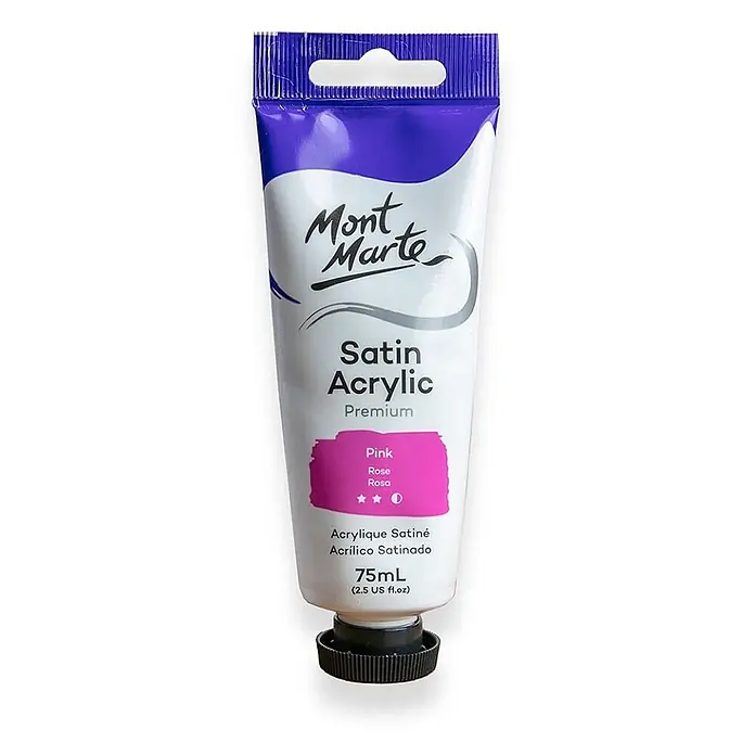 Mont Marte Acrylfarbe Premium - Pink, 75 ml, Tube - Mont Marte Satin Acrylfarbe, Pink, 75ml Tube.