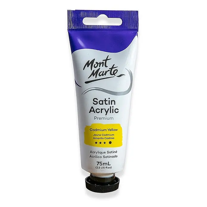 Mont Marte Acrylfarbe Premium - Kadmiumgelb, 75 ml, Tube - Mont Marte Satin Acrylfarbe, Kadmiumgelb, 75ml Tube.