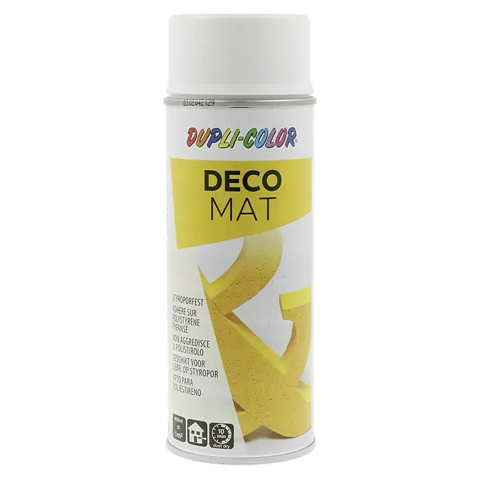 Dupli-Color Deco Mat Sprühlack - Weiß, Matt, 400 ml - Sprühdose Dupli-Color Deco Matt, geeignet für Polystyrol, für Dekorations- und Bastelarbeiten. Schnell trocknend für effiziente Ergebnisse.