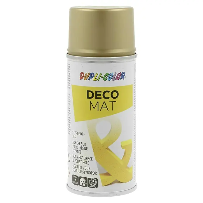 Dupli-Color Deco Mat Sprühlack - Gold/Bronze, Matt, 150 ml - Dose Dupli-Color Deco Matt Sprühlack in Gold. Für Styropor geeignet, schnell trocknend und ideal für Dekorationszwecke.