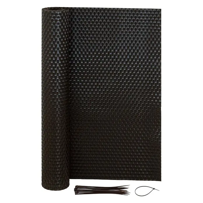 Jardinion Sichtschutzelement 3m x 1m Sichtschutzmatte mit Kabelbinder Dunkelbraun - B x H: 2 x 100 cm, Kunststoff, Braun - Dunkelbrauner Sichtschutz aus geflochtenem Material in Rolle mit passenden Kabelbindern.