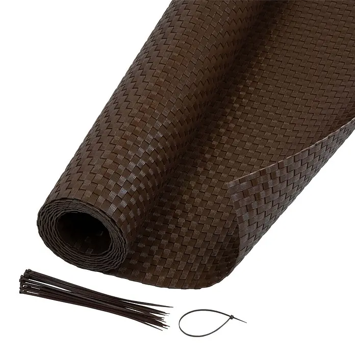 Jardinion Sichtschutzelement 3m x 1m Sichtschutzmatte mit Kabelbinder Hellbraun - B x H: 2 x 100 cm, Kunststoff, Braun - Braune gewebte Matte, aufgerollt, mit passenden braunen Kabelbindern zur Befestigung.