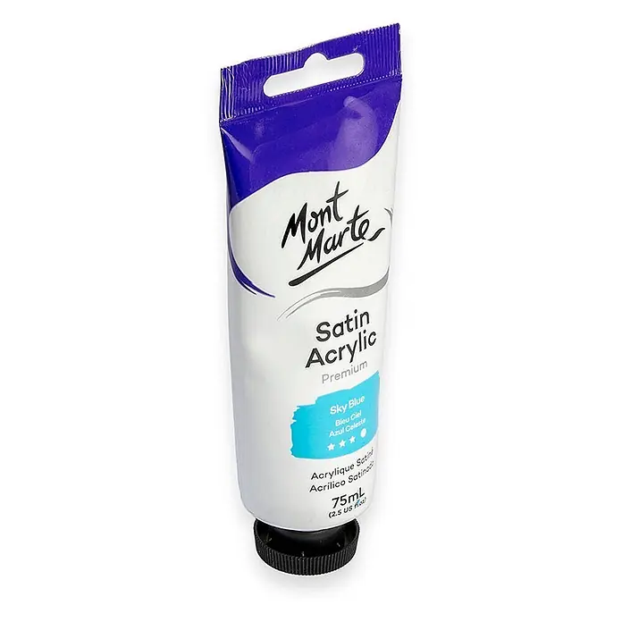 Mont Marte Acrylfarbe Premium - Himmelblau, 75 ml, Tube - Mont Marte Premium Satin Acrylfarbe, Himmelblau, 75ml Tube.