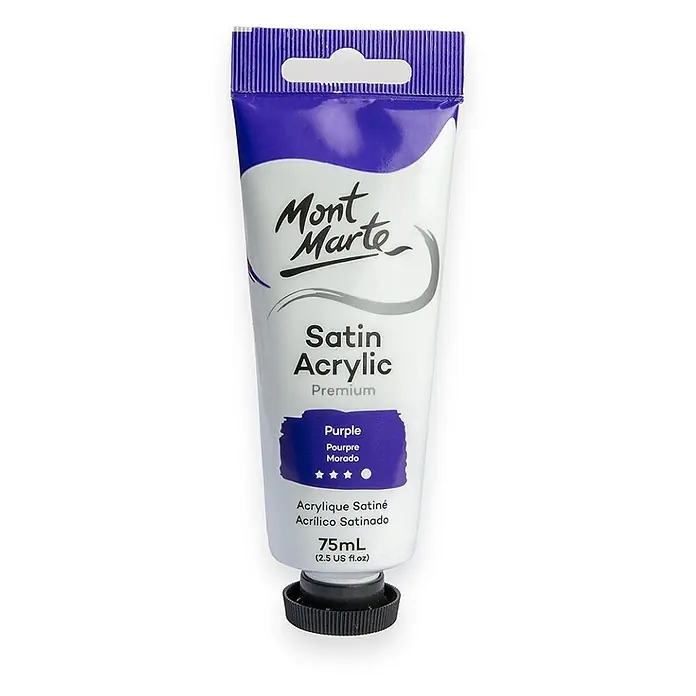 Mont Marte Acrylfarbe Premium - Violett, 75 ml, Tube - Mont Marte 75ml lila Satin-Acrylfarbe Tube mit schwarzer Kappe.