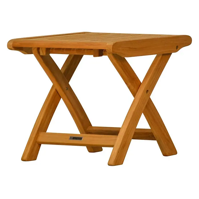 Kai Wiechmann Gartenhocker - Teakholz, Klappbar, Braun - Hellbrauner Klapptisch aus Holz mit Lattenplatte.