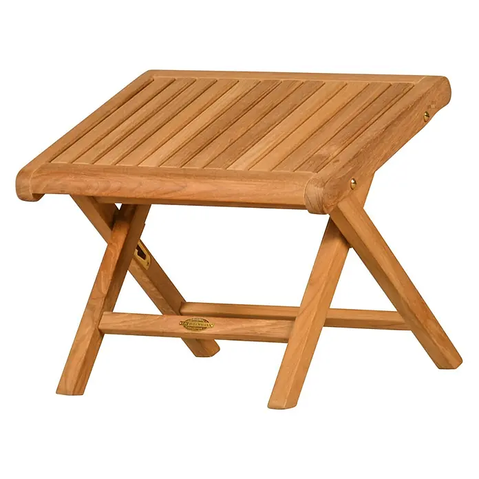 Kai Wiechmann Gartenhocker - Teakholz, Höhenverstellbar, braun - Schräger klappbarer Holzfußhocker mit Lattenauflage.