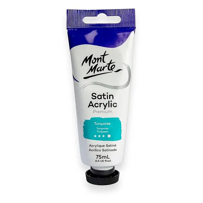 Mont Marte Acrylfarbe Premium - Türkis, 75 ml, Tube - Mont Marte Satin Acrylfarbe, 75ml, in Türkis.