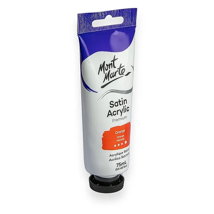Mont Marte Acrylfarbe Premium - Orange, 75 ml, Tube - Mont Marte Premium 75ml orange Satin-Acrylfarbe in einer Tube für Künstler.