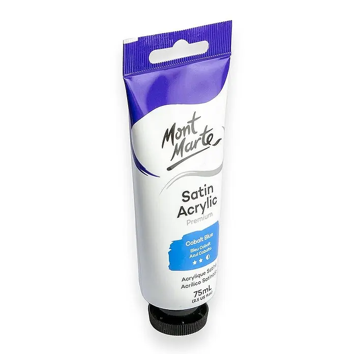 Mont Marte Acrylfarbe Premium - Kobaltblau, 75 ml, Tube - Mont Marte Satin Acrylfarbe, Kobaltblau, 75ml Tube.