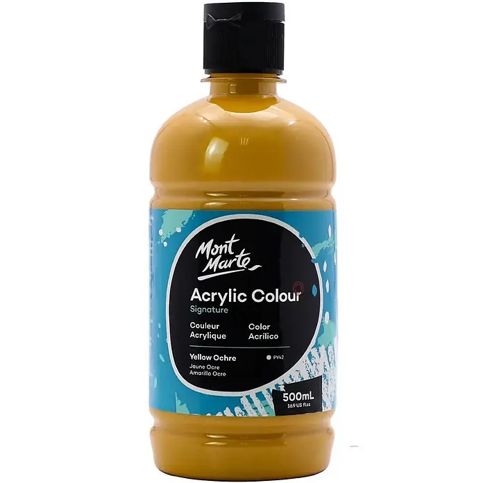 Mont Marte Acrylfarbe Signature - Gelber Ocker, 500 ml, Flasche - Mont Marte Signature Acrylfarbe Gelber Ocker Flasche, 500ml.