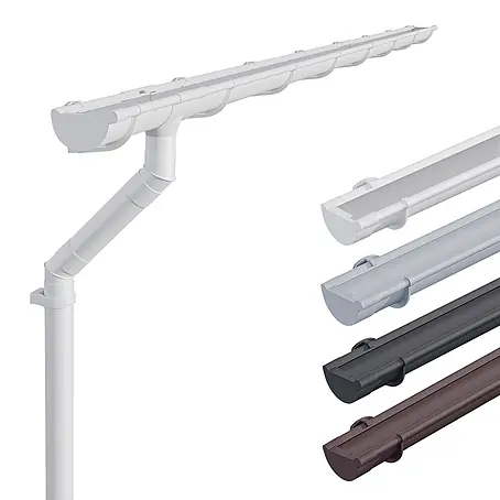 Inefa  Dachrinne 4m Set PVC NW100 / 100mm Halbrund für Gartenhaus, Carport Weiß