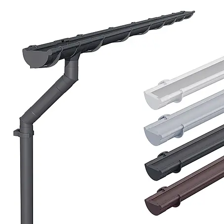 Inefa  Dachrinne 3m Set PVC NW100 / 100mm Halbrund für Gartenhaus, Carport Anthrazit