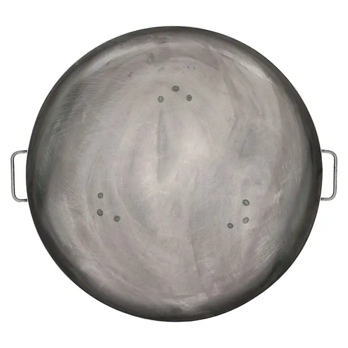 Feuerschale - Durchmesser: 80 cm, Eisen - Ein großes, kreisförmiges Wok mit Griffen, ideal für die Zubereitung von Pfannengerichten und asiatischen Speisen. Robuste Konstruktion.