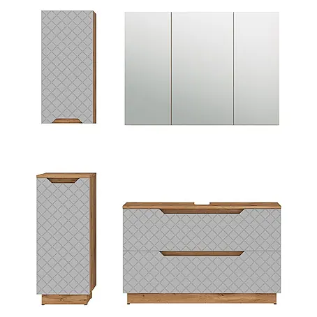 Vicco  Badmöbel-Set Lotta Grau 4 Teile