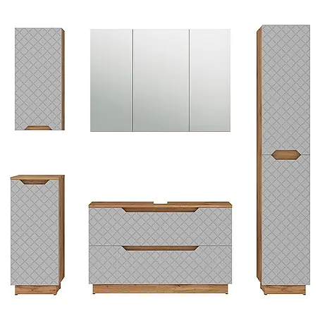 Vicco  Badmöbel-Set Lotta Grau 5 Teile