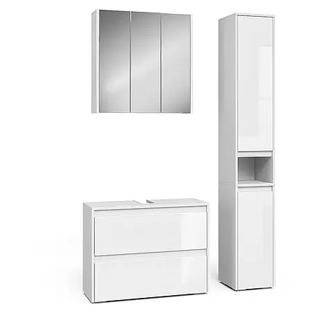 Vicco  Badmöbel-Set Majest Weiß Hochglanz 3 Teile
