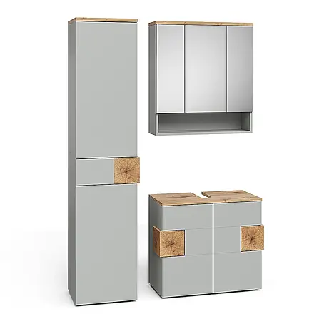 Vicco  Badmöbel-Set Eden Grau 3 Teile