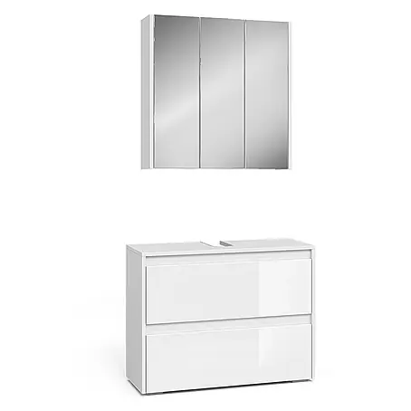 Vicco  Badmöbel-Set Majest Weiß Hochglanz 2 Teile
