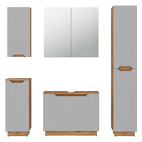 Vicco  Badmöbel-Set Lotta Grau 5 Stück